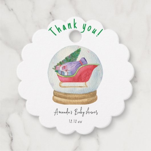 サンタスレー感謝していド – あなたは赤ちゃんシャワー フェイバータグ (正面)