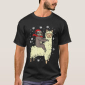 サンタスロスライディングラマクリスマス動物愛好家 Tシャツ (正面)