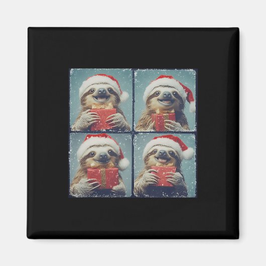 サンタスロス動物撮影スロスクリスマス マグネット (正面)