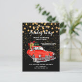 サンタスヴィンテージレッドカークリスマスパーティの招待状 ポストカード (スタンド正面)