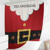 サンタスーツクリスマスモノグラム シャワーカーテン