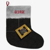 サンタスーツブラックブーツバックルキッズ ラージクリスマスストッキング (正面)