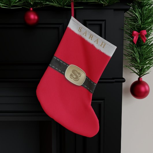 サンタスーツベリーベルトレッドキッズクリスマスストッキング スモールクリスマスストッキング