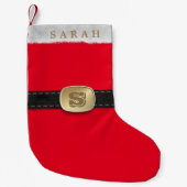 サンタスーツベリーベルトレッドキッズクリスマスストッキング スモールクリスマスストッキング (正面)