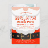 サンタスーツ クリスマス ホーホー ホリデーパーティー招待 インビテーションポストカード (正面/裏面)