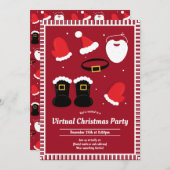 サンタスーツ ピース 赤 仮想クリスマスパーティー 招待状 (正面/裏面)