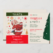 サンタス来の子供の誕生日ギフト交換パーティー 招待状 (正面/裏面)