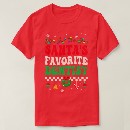 サンタス歯科お気に入りのレトロクリスマス Tシャツ (デザイン正面)