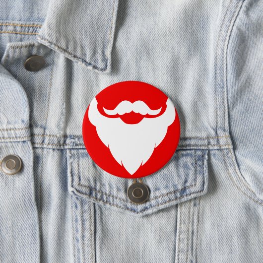 サンタス顎髭グラフィック赤い白いクリスマスボタン 缶バッジ (インサイチュ)