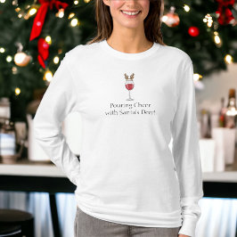 サンタズおもしろいシカとクリスマスを祝う応援 Tシャツ