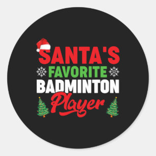 サンタズおもしろいバドミントン選手お気に入りののクリスマス ラウンドシール