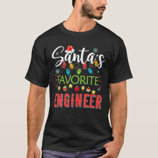 サンタズお気に入りのエンジニアクリスマスライトサンタハットChr Tシャツ