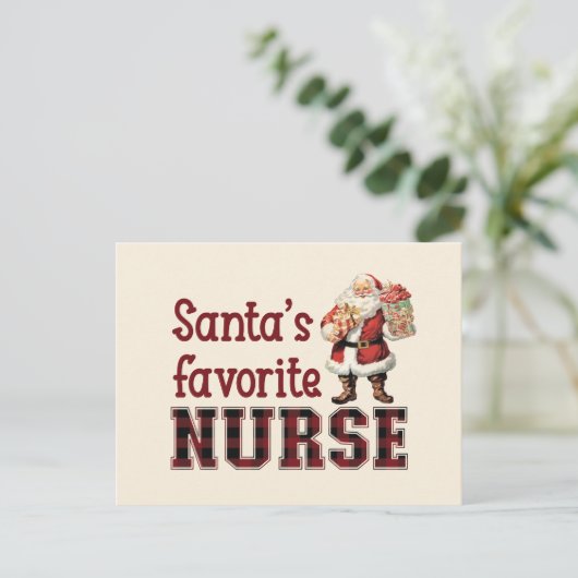 サンタズお気に入りのナースクリスマス感謝していユー シーズンポストカード (スタンド正面)