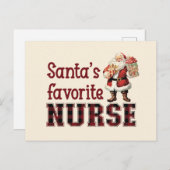 サンタズお気に入りのナースクリスマス感謝していユー シーズンポストカード (正面/裏面)