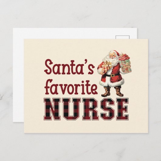 サンタズお気に入りのナースクリスマス感謝していユー シーズンポストカード (正面/裏面)