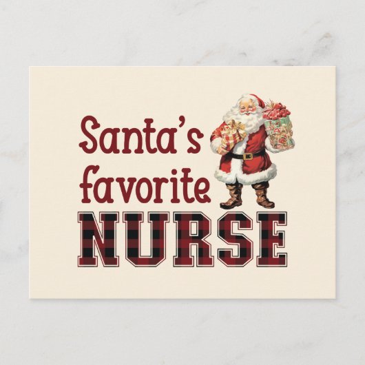 サンタズお気に入りのナースクリスマス感謝していユー シーズンポストカード (正面)