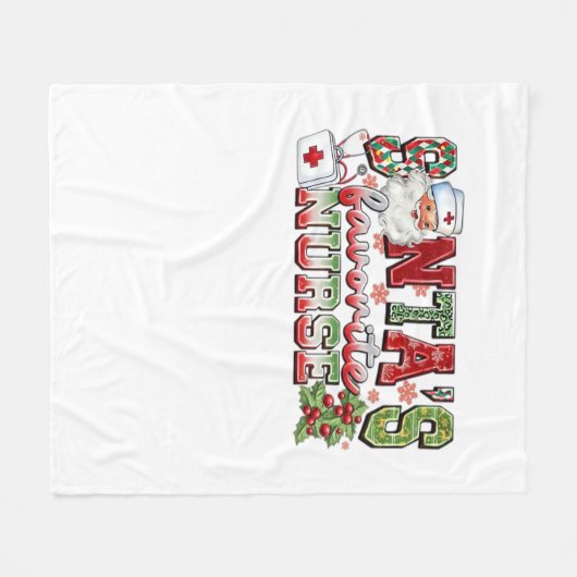 サンタズお気に入りのナースメリーナースナースChristm フリースブランケット (正面(横))