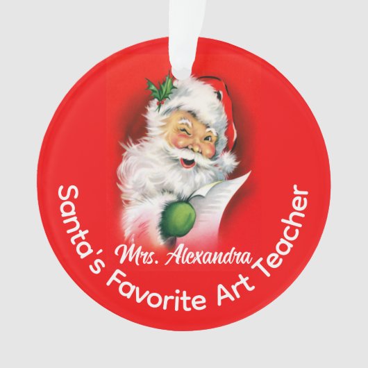 サンタズお気に入りのパーソナライズされたカスタム先生 オーナメント (正面)