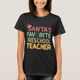 サンタズお気に入りのプリスクール先生サンタハットクリスマス Tシャツ