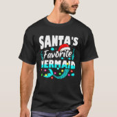 サンタズお気に入りのマーメイド恋人クリスマスクリスマスファン Tシャツ (正面)