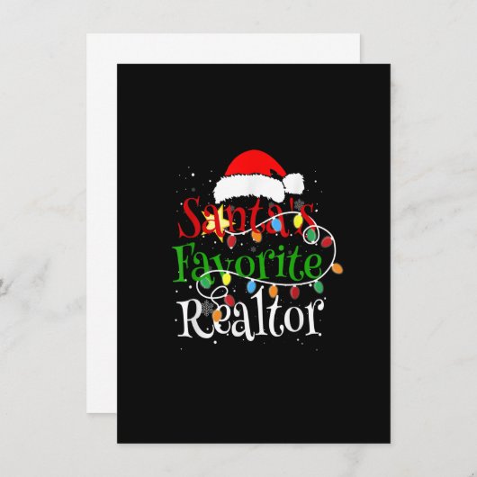 サンタズお気に入りの不動産仲介業者クリスマスサンタハットライト 招待状 (正面/裏面)