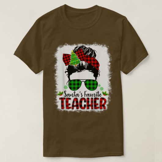 サンタズお気に入りの先生おもしろいクリスマスサンタレッド Tシャツ (デザイン正面)