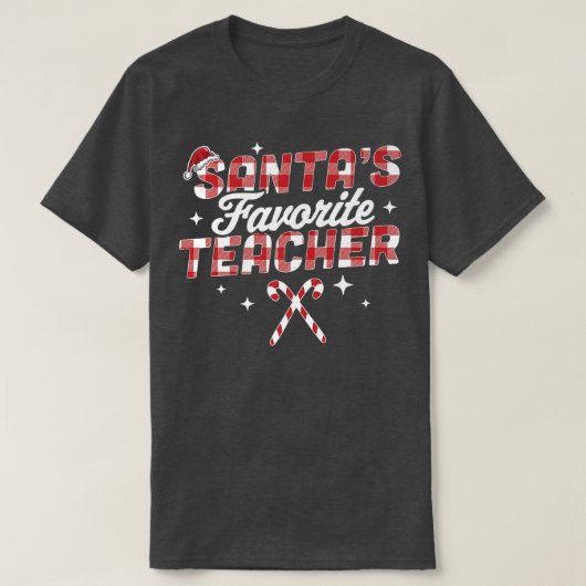 サンタズお気に入りの先生クリスマスサンタハットキャンディ Tシャツ (デザイン正面)