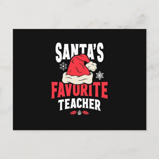 サンタズお気に入りの先生クリスマスサンタハット ポストカード (正面)