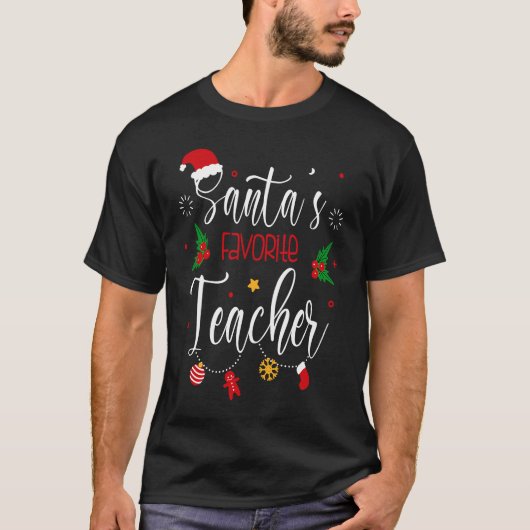 サンタズお気に入りの先生クリスマス少年男女 Tシャツ (正面)