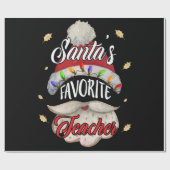 サンタズお気に入りの先生サンタハットクリスマスライト ラッピングペーパー (フラット)