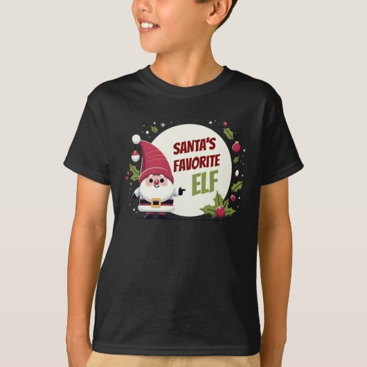 サンタズお気に入りの小妖精や小人ツリーパネル Tシャツ (正面)