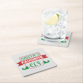 サンタズお気に入りの小妖精や小人 スクエアペーパーコースター (インサイチュ)