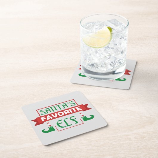 サンタズお気に入りの小妖精や小人 スクエアペーパーコースター (インサイチュ)