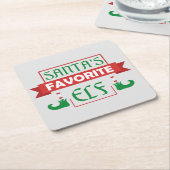 サンタズお気に入りの小妖精や小人 スクエアペーパーコースター (アングル)