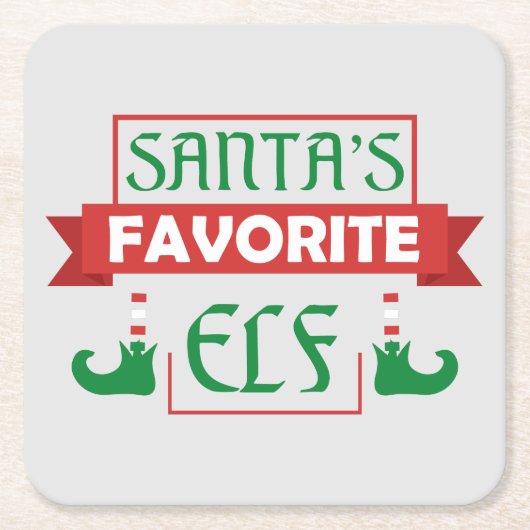 サンタズお気に入りの小妖精や小人 スクエアペーパーコースター (正面)