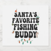 サンタズお気に入りの魚釣りバディおもしろいクリスマスパパ ビールラベル (シングルラベル)