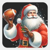 サンタズウィンターサッカーおもしろい スクエアシール (正面)