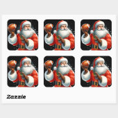 サンタズウィンターサッカーおもしろい スクエアシール (シート)