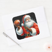 サンタズウィンターサッカーおもしろい スクエアシール (封筒)