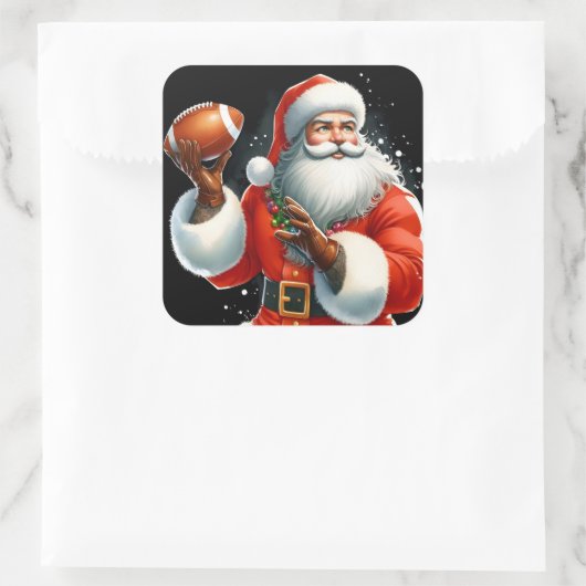 サンタズウィンターサッカーおもしろい スクエアシール (バッグ)
