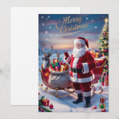 サンタズウィンターワンダーランドフラットホリデーカード シーズンカード (正面/裏面)