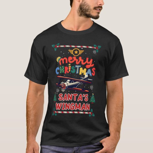サンタズウィンマン – 航空クリスマスパイロット Tシャツ (正面)