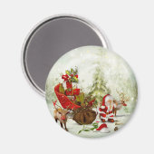 サンタズウッドランドストップ – トナカイ&そりマグネット マグネット (正面/裏面)