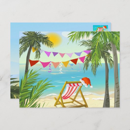 サンタズオンバケーション、ビーチクリスマス、夏 シーズンポストカード (正面/裏面)