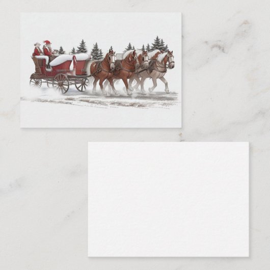 サンタズカントリースリー乗りクリスマスカード ノートカード (正面/裏面)