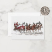 サンタズカントリースリー乗りクリスマスカード ノートカード (正面/裏面インサイチュ)