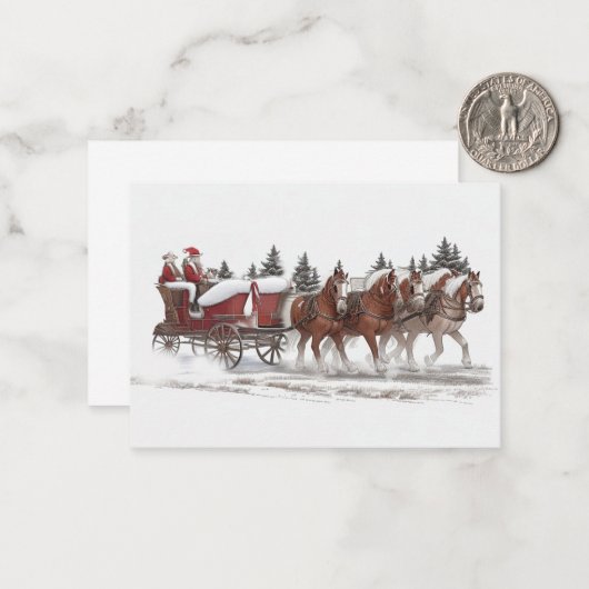 サンタズカントリースリー乗りクリスマスカード ノートカード (正面/裏面インサイチュ)