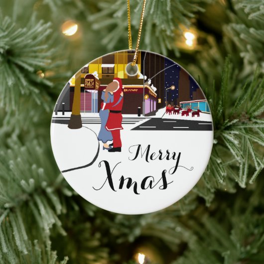サンタズキスオンブロードウェイクリスマスクリスマスオーナム セラミックオーナメント (ツリー)