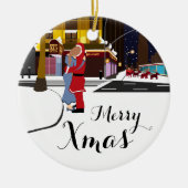 サンタズキスオンブロードウェイクリスマスクリスマスオーナム セラミックオーナメント (正面)