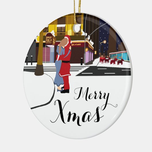 サンタズキスオンブロードウェイクリスマスクリスマスオーナム セラミックオーナメント (左)